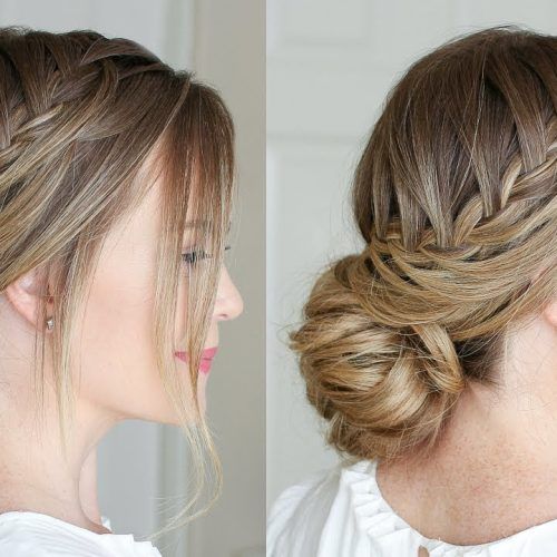 Low Braided Bun With A Side Braid (Photo 2 of 15)