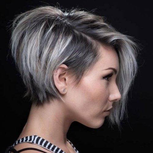 Side-Parted Silver Pixie-Bob Haircuts (Photo 3 of 15)