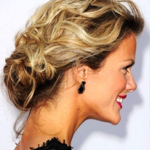 Curly Bun Updo Hairstyles (Photo 14 of 15)