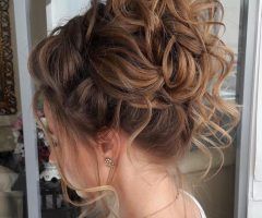 2024 Popular Curly Messy Updo Wedding Hairstyles for Fine Hair