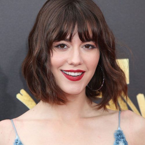 Curly Brunette Bob Hairstyles With Bangs (Photo 14 of 20)