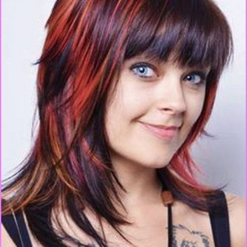 Middle-Length Hairstyles With Highlights And Bangs (Photo 9 of 20)