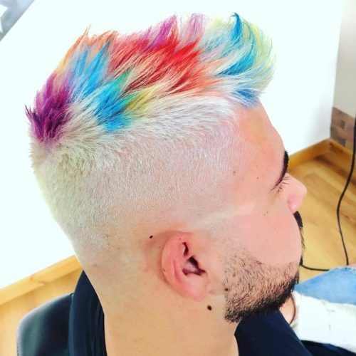 Faux-Hawk Fade Haircuts With Purple Highlights (Photo 17 of 20)