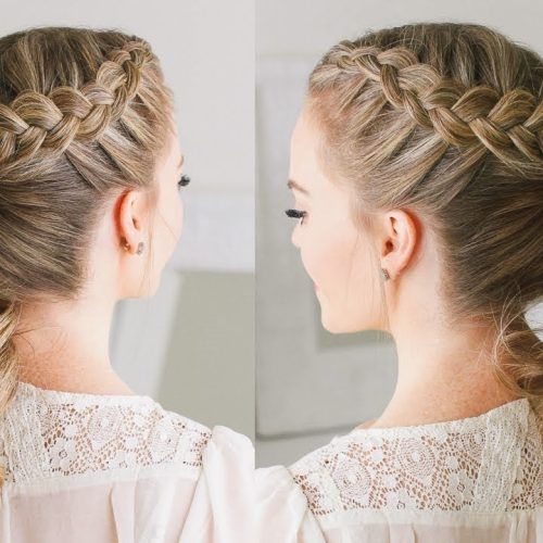 Double French Braid Crown Ponytail Hairstyles (Photo 14 of 20)