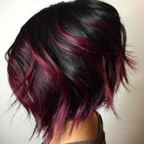 Short Shag Haircuts With Purple Highlights (Photo 10 of 20)