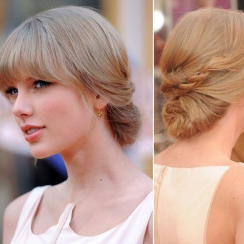 Updo Hairstyles With Bangs For Medium Length Hair (Photo 14 of 15)