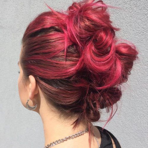 Vibrant Red Mohawk Updo Hairstyles (Photo 2 of 20)