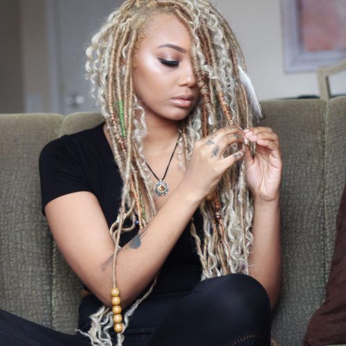 Blonde Faux Locs Hairstyles With Braided Crown (Photo 3 of 20)