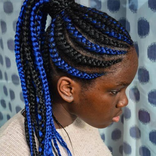Blue And Black Cornrows Braid Hairstyles (Photo 4 of 20)