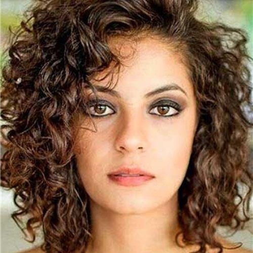 Curly Medium Hairstyles With Bangs (Photo 4 of 20)