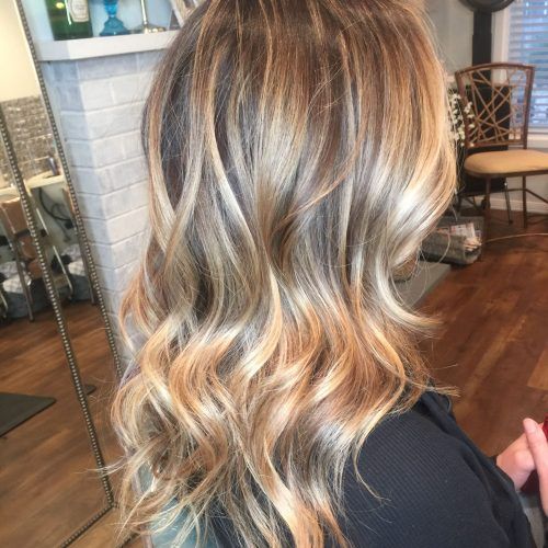 Golden Blonde Balayage On Long Curls Hairstyles (Photo 13 of 20)