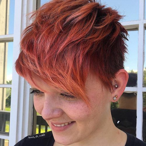 Wavy Asymmetrical Pixie Haircuts With Pastel Red (Photo 8 of 20)