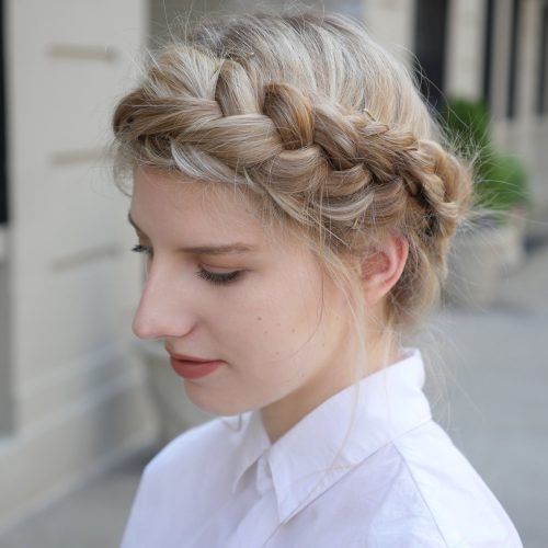 Cascading Curly Crown Braid Hairstyles (Photo 19 of 20)
