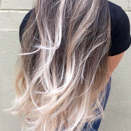 Dark Brown Hair Hairstyles With Silver Blonde Highlights (Photo 11 of 20)