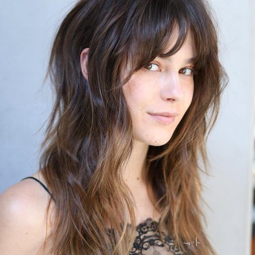 Medium Brunette Shag Haircuts With Thick Bangs (Photo 15 of 20)