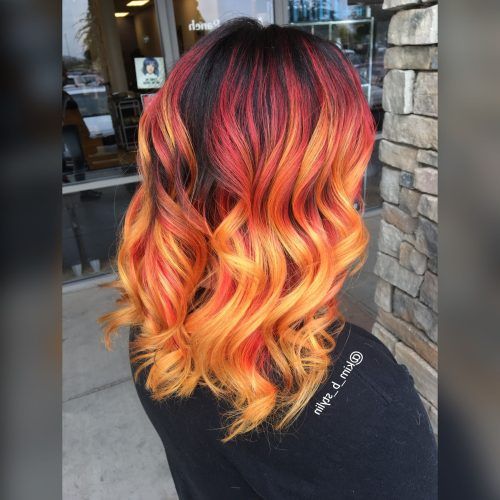 Red, Orange And Yellow Half Updo Hairstyles (Photo 2 of 20)