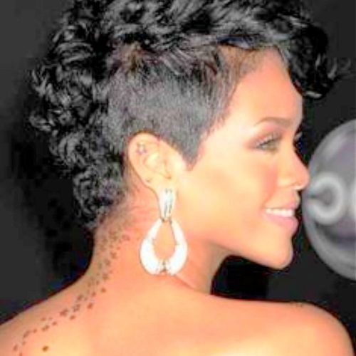 Rihanna Black Curled Mohawk Hairstyles (Photo 12 of 20)