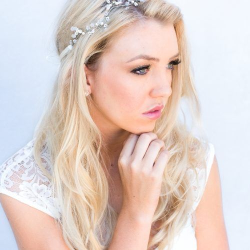 Flower Tiara With Short Wavy Hair For Brides (Photo 19 of 20)