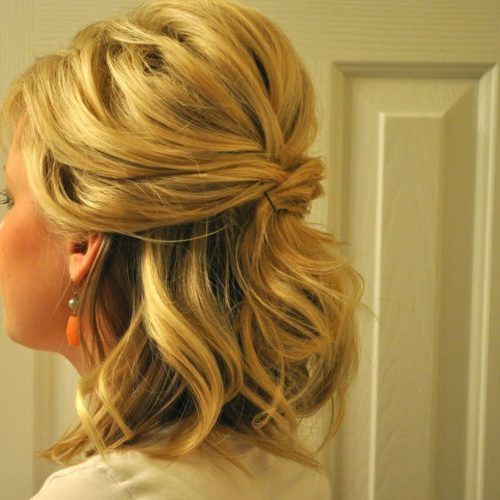 Golden Half Up Half Down Curls Bridal Hairstyles (Photo 3 of 20)