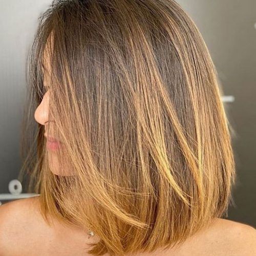Lob Hairstyle With Warm Highlights (Photo 14 of 20)