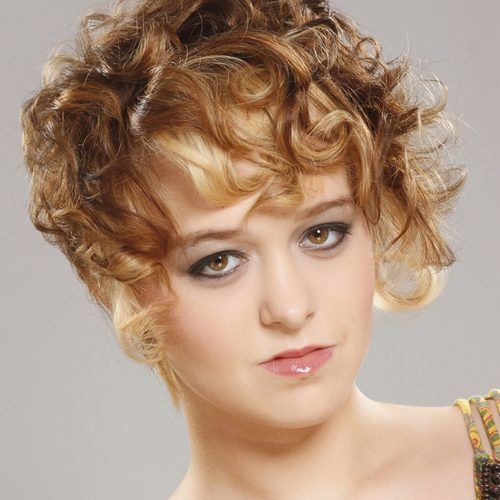 Painted Golden Highlights On Brunette Curls Hairstyles (Photo 5 of 20)