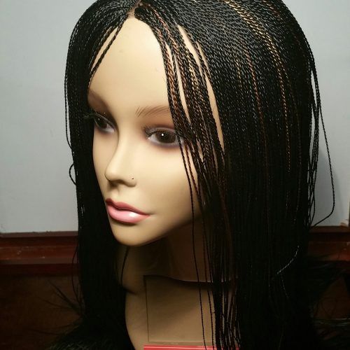 Black Twists Micro Braids With Golden Highlights (Photo 3 of 20)