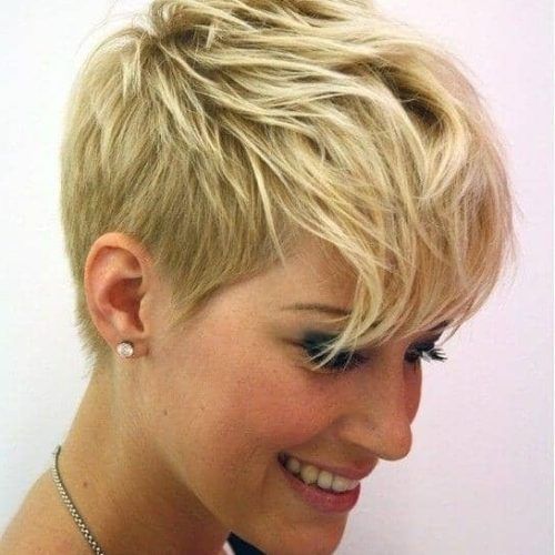 Blonde Pixie Haircuts With Short Angled Layers (Photo 8 of 15)
