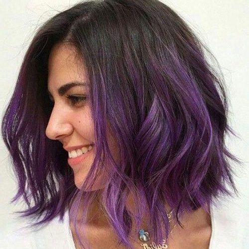 Brunette To Mauve Ombre Hairstyles For Long Wavy Bob (Photo 9 of 20)