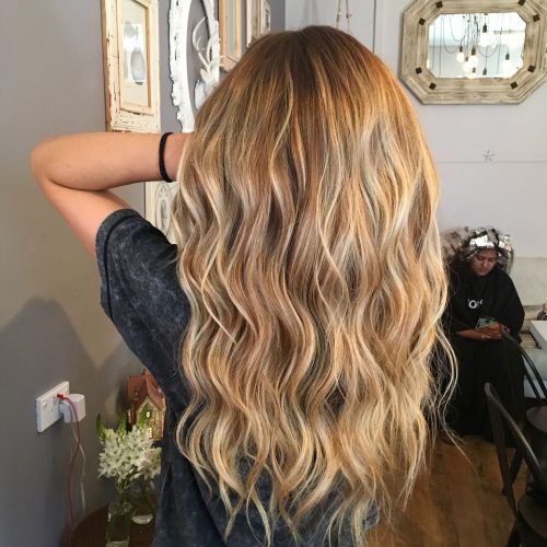 Creamy Blonde Waves With Bangs (Photo 8 of 20)