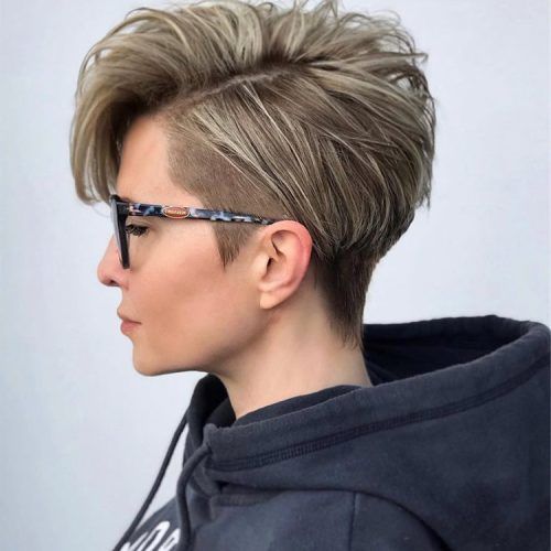 Very Short Pixie Haircuts With A Razored Side Part (Photo 1 of 20)