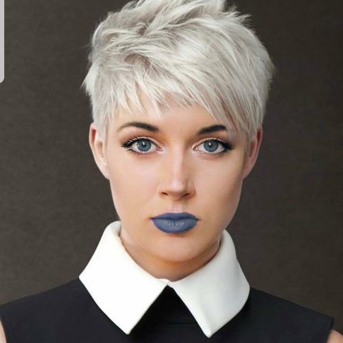 Flipped Up Platinum Blonde Pixie Haircuts (Photo 15 of 20)