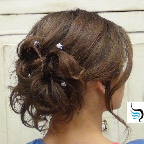 Formal Curly Updos With Bangs For Wedding (Photo 13 of 20)