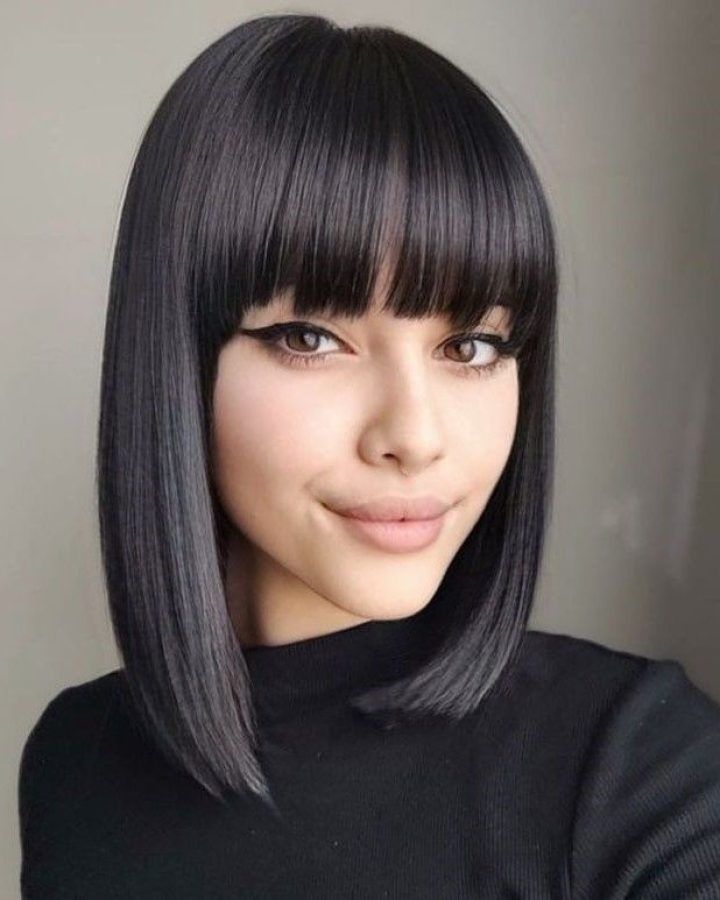 15 Best Collection of Medium Straight Sleek Hair with a Fringe
