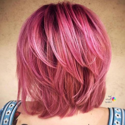 Pink Medium Hairstyles (Photo 7 of 20)