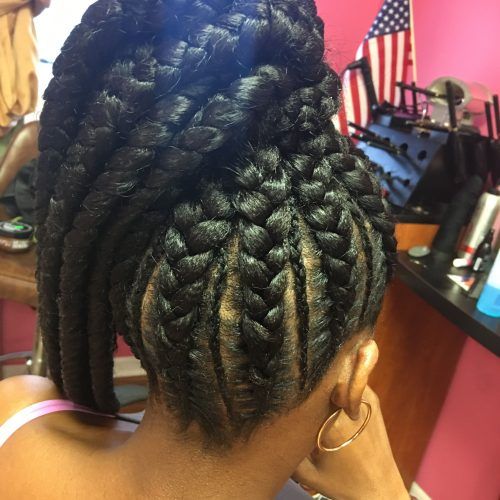 Ponytail Braid Hairstyles With Thin And Thick Cornrows (Photo 2 of 20)