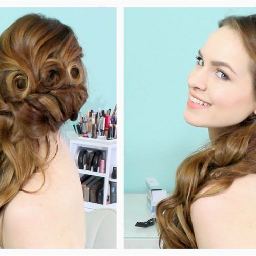 Side Swept Brunette Waves Hairstyles For Prom (Photo 10 of 20)