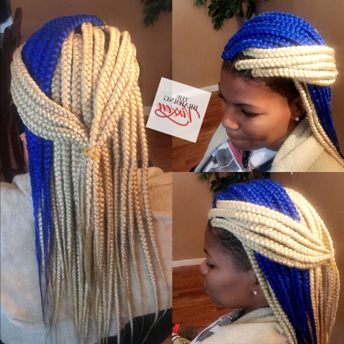 Long Braids With Blue And Pink Yarn (Photo 9 of 20)