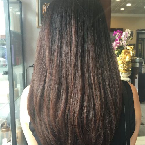 Mid-Back Brown U-Shaped Haircuts With Swoopy Layers (Photo 3 of 20)