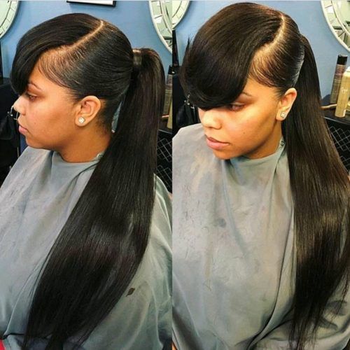 Low Black Ponytail Hairstyles With Bangs (Photo 4 of 20)