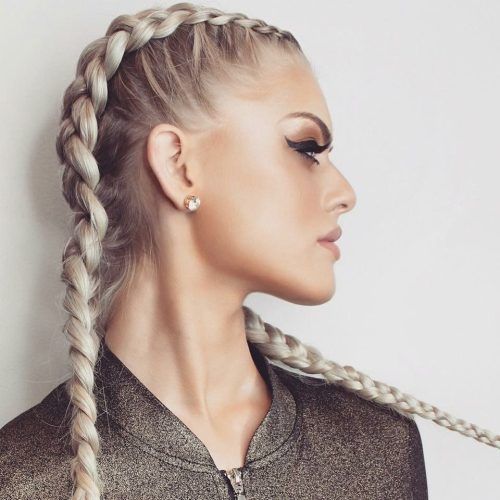 Blonde Asymmetrical Pigtails Braid Hairstyles (Photo 2 of 20)