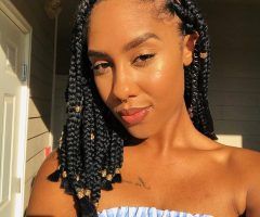 20 Best Collection of Black Shoulder Length Braids with Accents