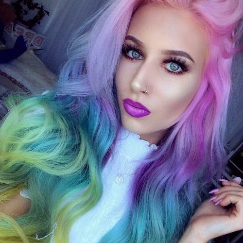 Pastel Rainbow-Colored Curls Hairstyles (Photo 20 of 20)