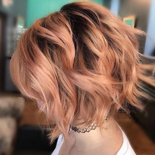 Peach Wavy Stacked Hairstyles For Short Hair (Photo 1 of 20)