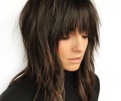 20 Best Collection of Elongated Razored Straight Shag Haircuts with Bangs