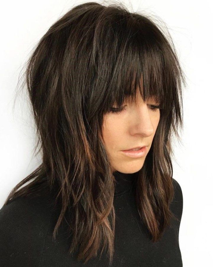 20 Best Collection of Elongated Razored Straight Shag Haircuts with Bangs