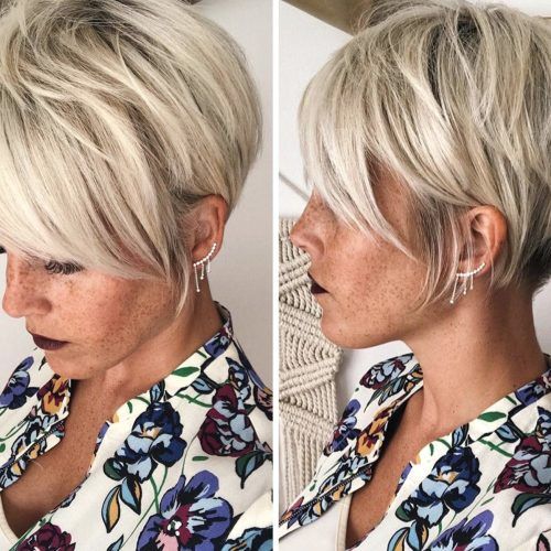 Flipped Up Platinum Blonde Pixie Haircuts (Photo 18 of 20)