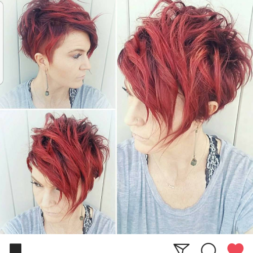 Wavy Asymmetrical Pixie Haircuts With Pastel Red (Photo 4 of 20)