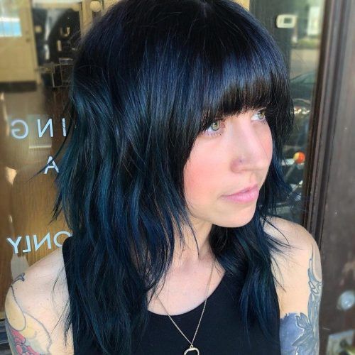 Blue Black Shag Haircuts With Arched Bangs (Photo 1 of 20)