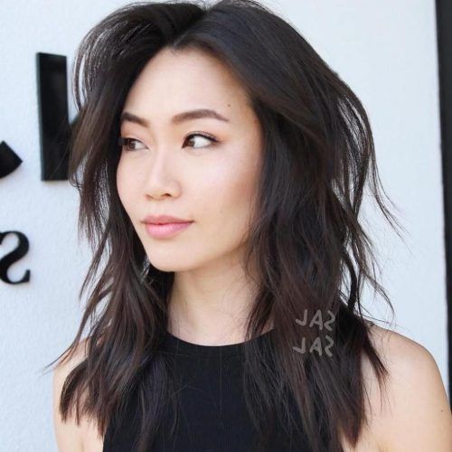 Asian Medium Hairstyles With Textured Waves (Photo 1 of 20)