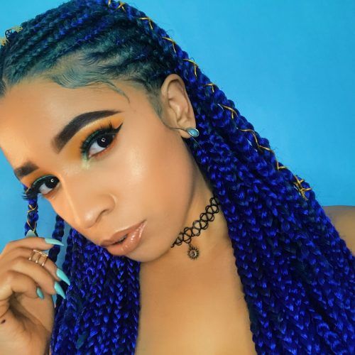 Blue And Black Cornrows Braid Hairstyles (Photo 7 of 20)
